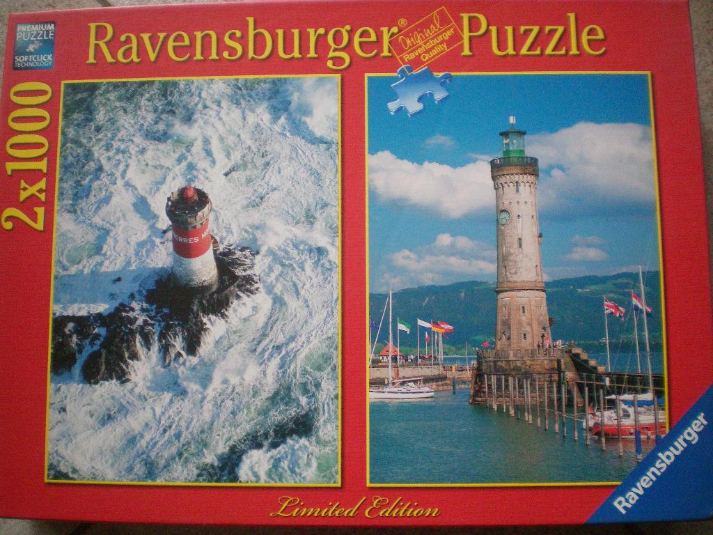 Ravensburger Puzzels 2x1000 stukjes. Vuurtorens., Ophalen of Verzenden, 500 t/m 1500 stukjes, Zo goed als nieuw, Legpuzzel
