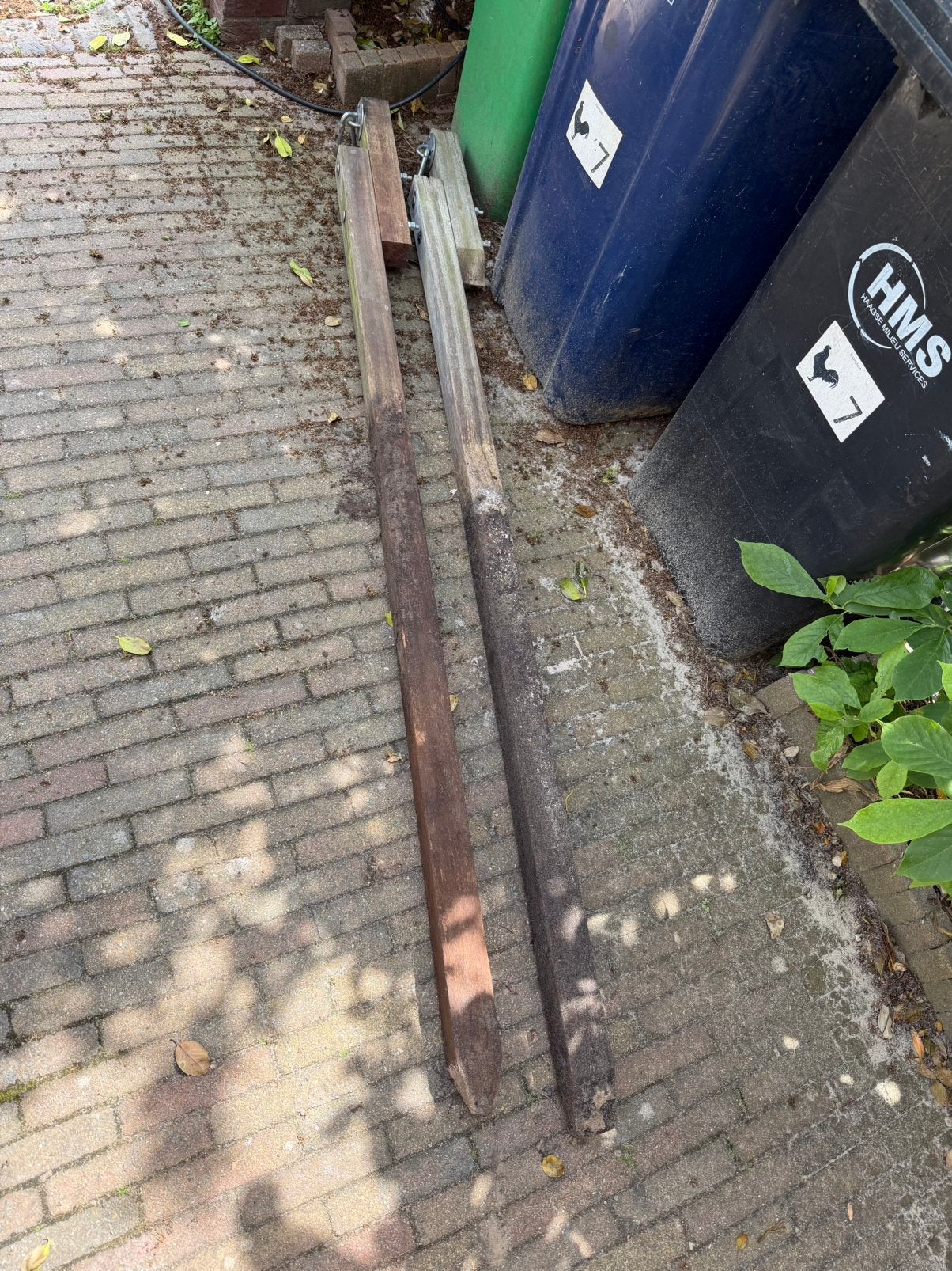 2 hardhout palen om een hangmat op te hangen, Ophalen, Zo goed als nieuw, 50 mm of meer, Balk