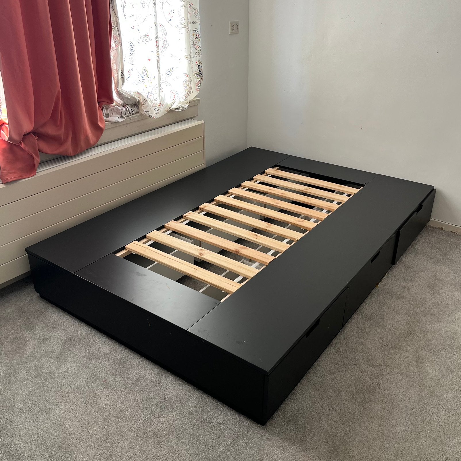 IKEA NORDLI bed 140x200 + ongebruikt AFJALL matras, Ophalen, Tweepersoons, 140 cm, Zo goed als nieuw