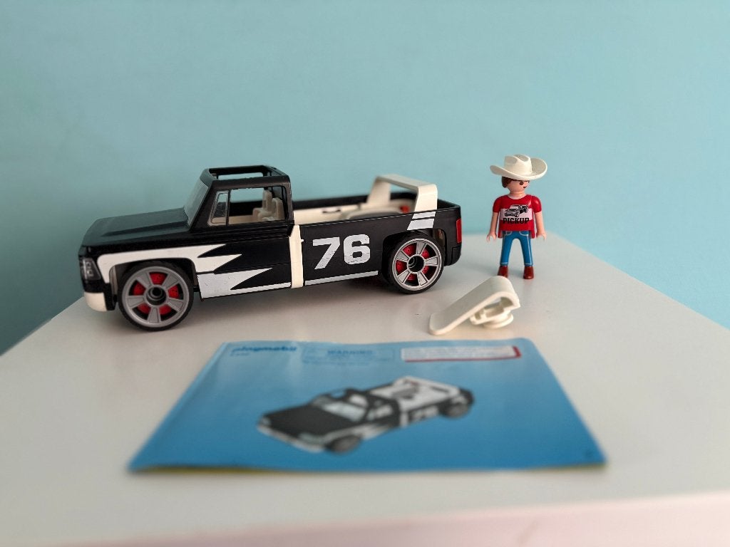 Playmobil Pick-up Truck met Coureur - Set 4340, Complete set, Voertuig, Ophalen of Verzenden, Zo goed als nieuw
