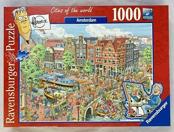 Ravensburger Fleroux Amsterdam Grachten Puzzel 1000 stukjes, Verzenden, 500 t/m 1500 stukjes, Zo goed als nieuw, Legpuzzel