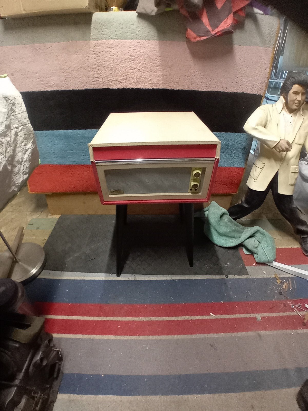 Crosley Dansette Platenspeler - Rood/Beige met poten, Ophalen of Verzenden, Zo goed als nieuw, Platenspeler, Overige merken