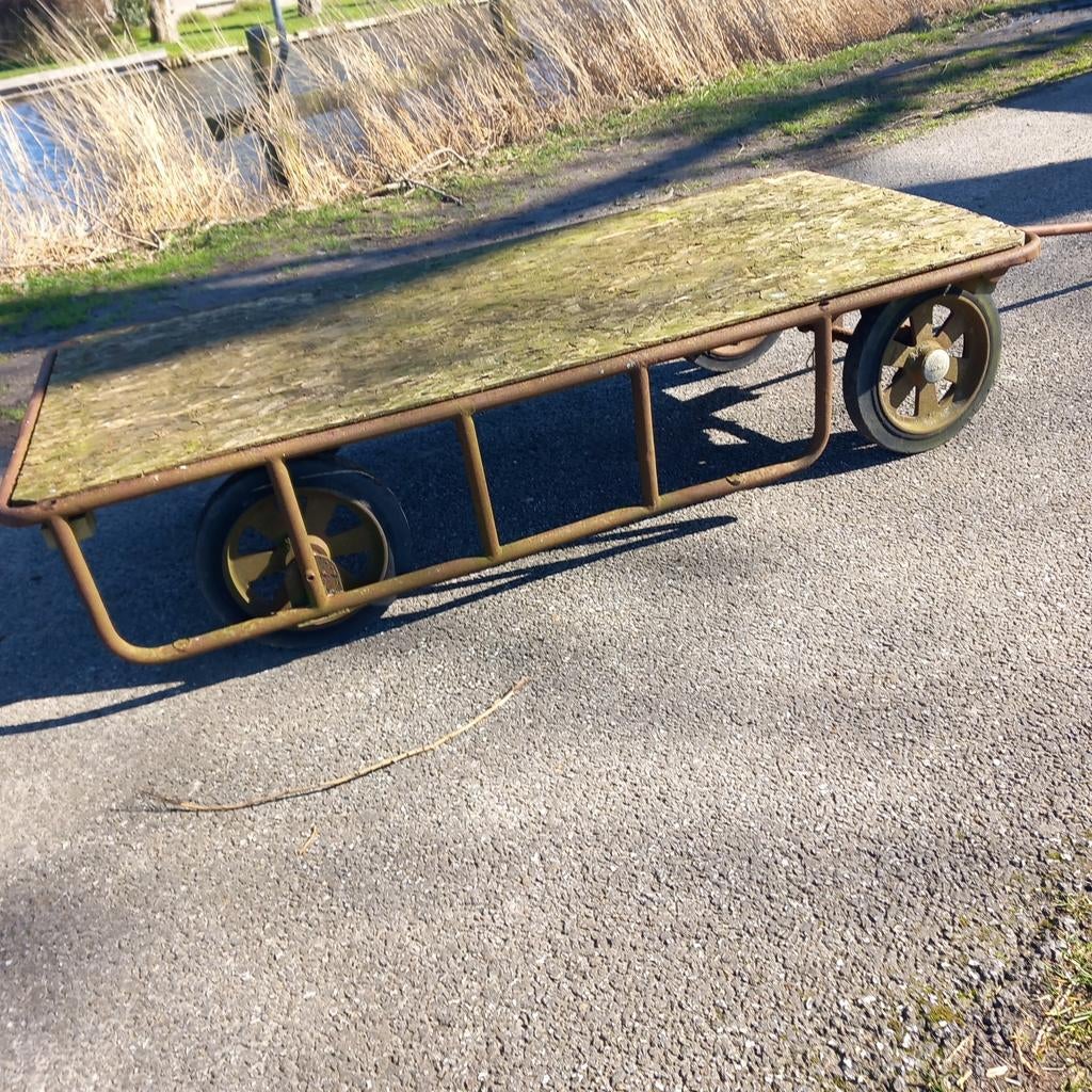 Robuuste transportkar met houten blad, 100 liter of meer, Ophalen, Gebruikt, Transportkar