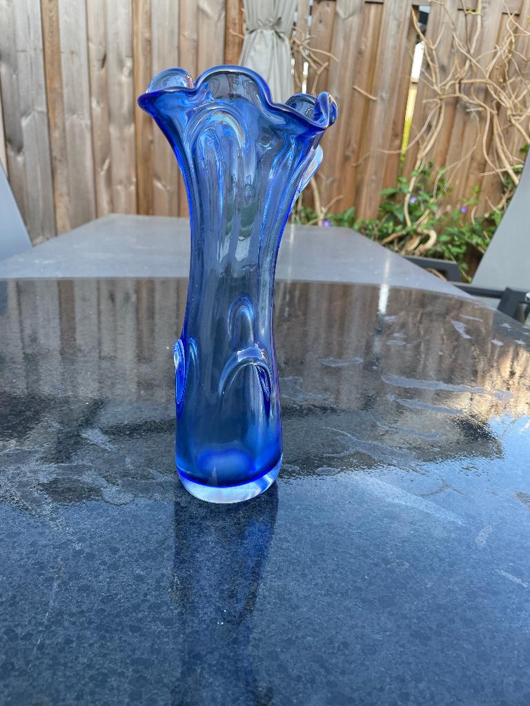 Vintage glazen vaas, Tsjechië, 25 cm, Antiek en Kunst, Ophalen of Verzenden
