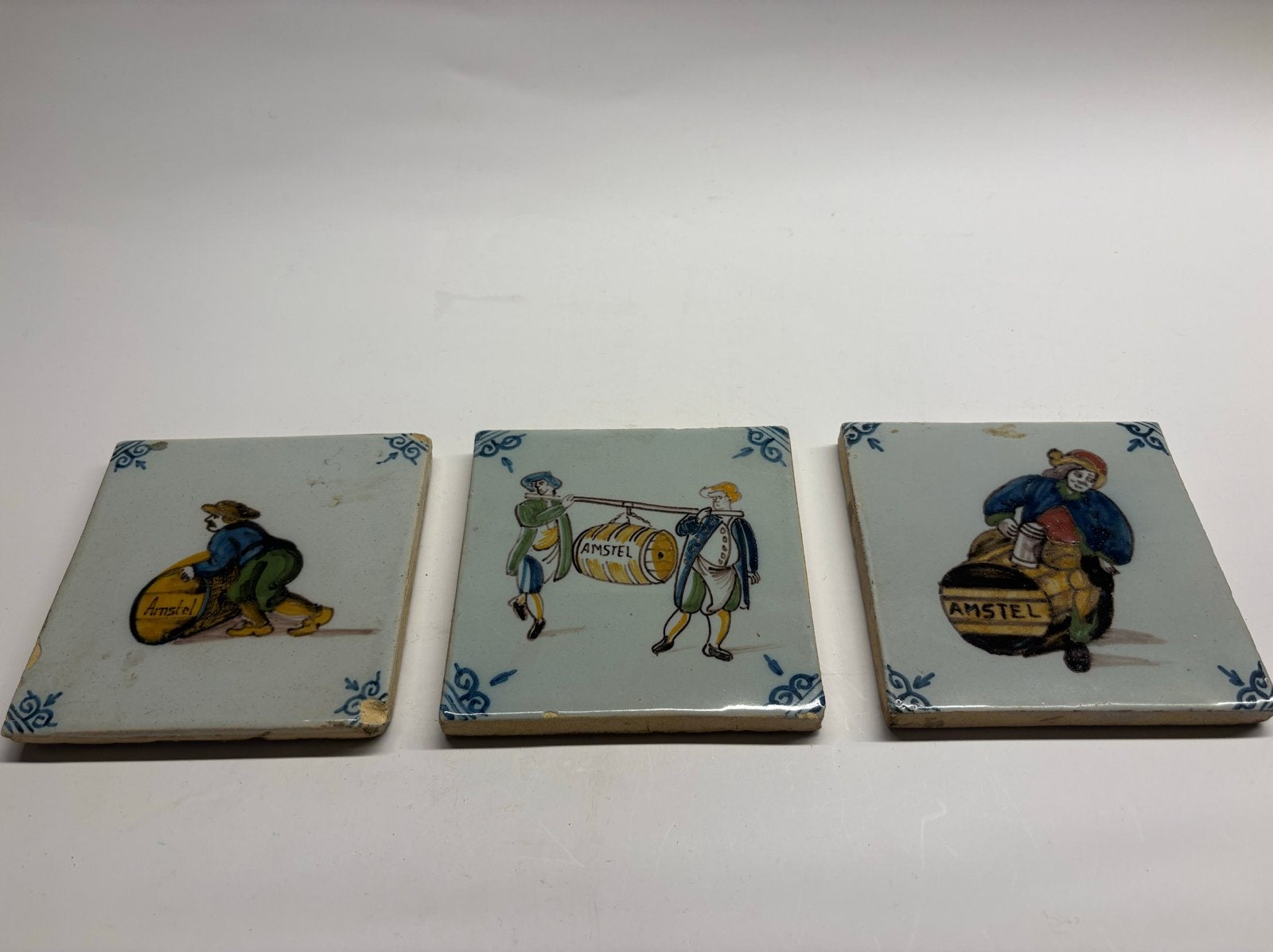 Set van 3 Antieke Amstel Bier Tegels, Ophalen of Verzenden