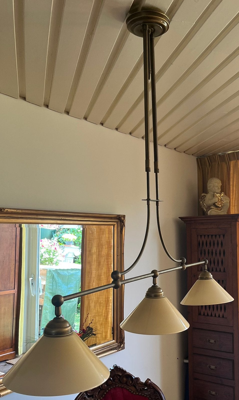 Eetkamer lamp oud brons, Gebruikt, Vintage, Ophalen of Verzenden, Metaal