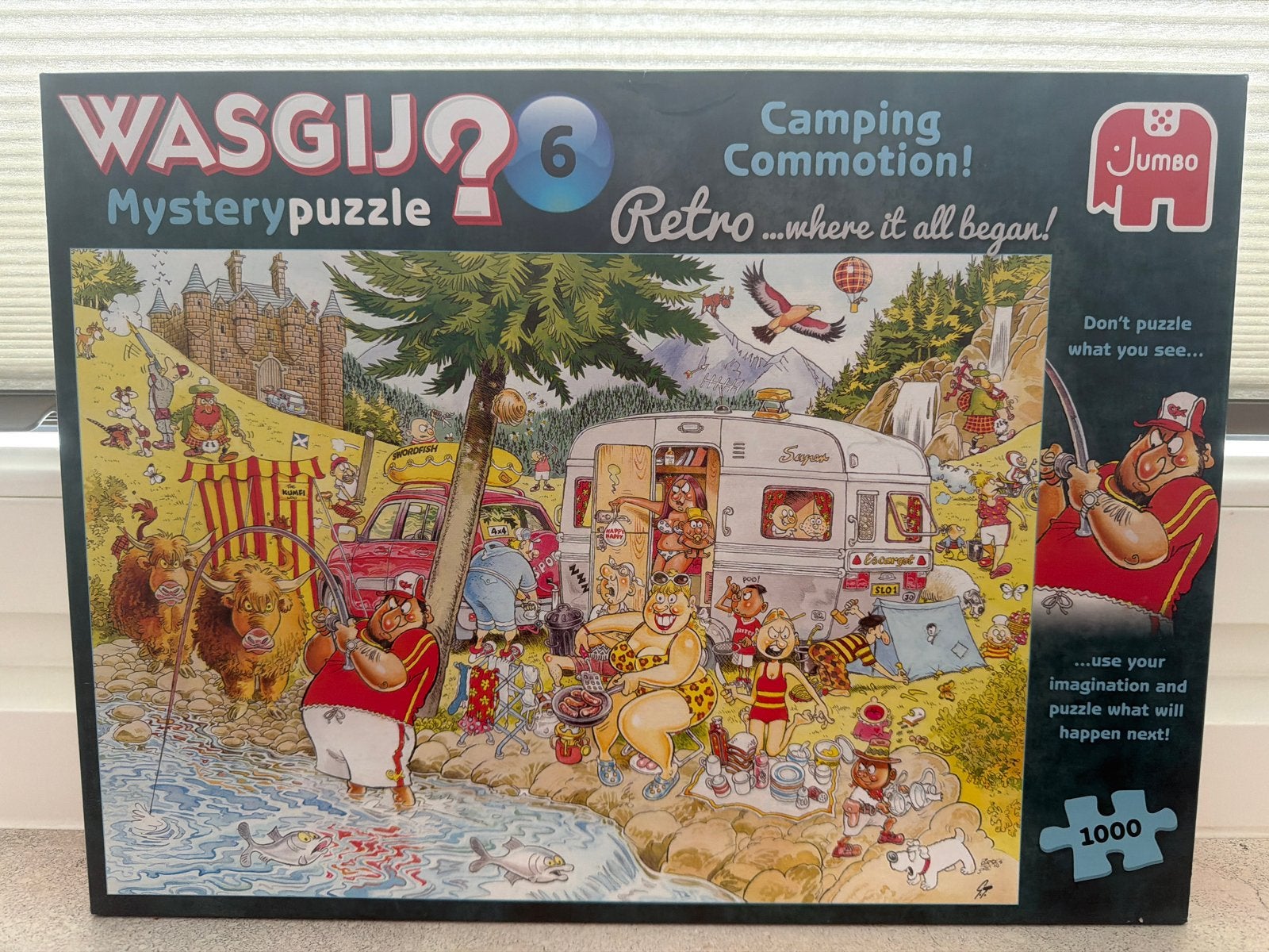 Wasgij? Mystery Puzzel 6: Camping Commotion! 1000 stukjes, Ophalen of Verzenden, 500 t/m 1500 stukjes, Zo goed als nieuw, Legpuzzel