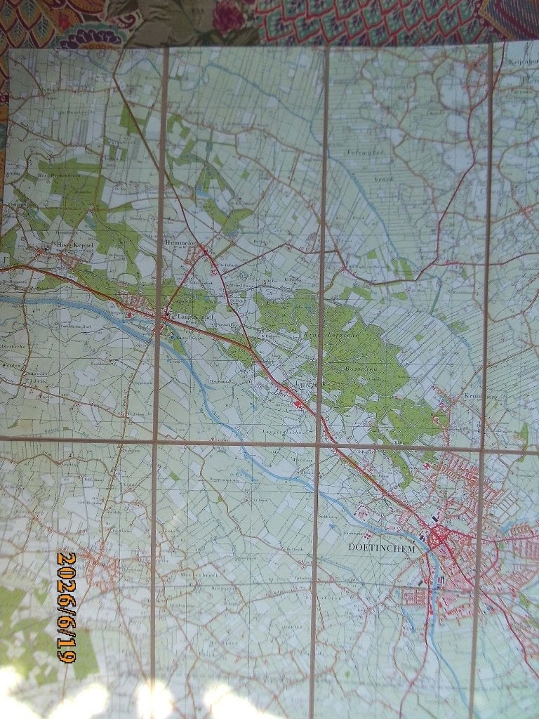 plattegrond kaart op linnen Doetinchem 1957 nr 40 F en omgev, Gelezen, Ophalen of Verzenden, Landkaart, 1800 tot 2000