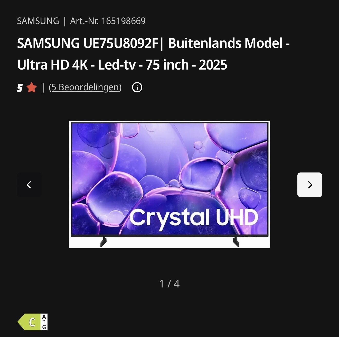 Defecte Samsung 75 inch 4K LED TV - Ideaal voor onderdelen, Audio, Tv en Foto, LED, Ophalen of Verzenden, Samsung, 4k (UHD)