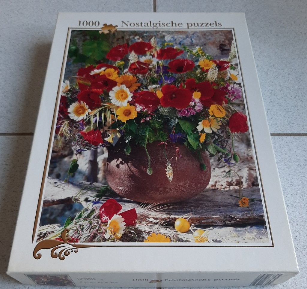 Legpuzzel Nostalgische puzzels : Flowers 1000 stukjes, Hobby en Vrije tijd, Ophalen, 500 t/m 1500 stukjes, Nieuw, Legpuzzel