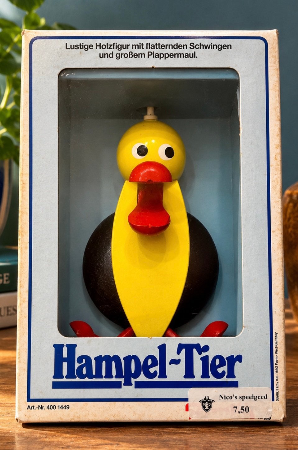 Vintage Simba Hampel-Tier Trekpop Vogel (1980s Boxed MINT), Rood, Ophalen of Verzenden, Zo goed als nieuw, Ophangbaar