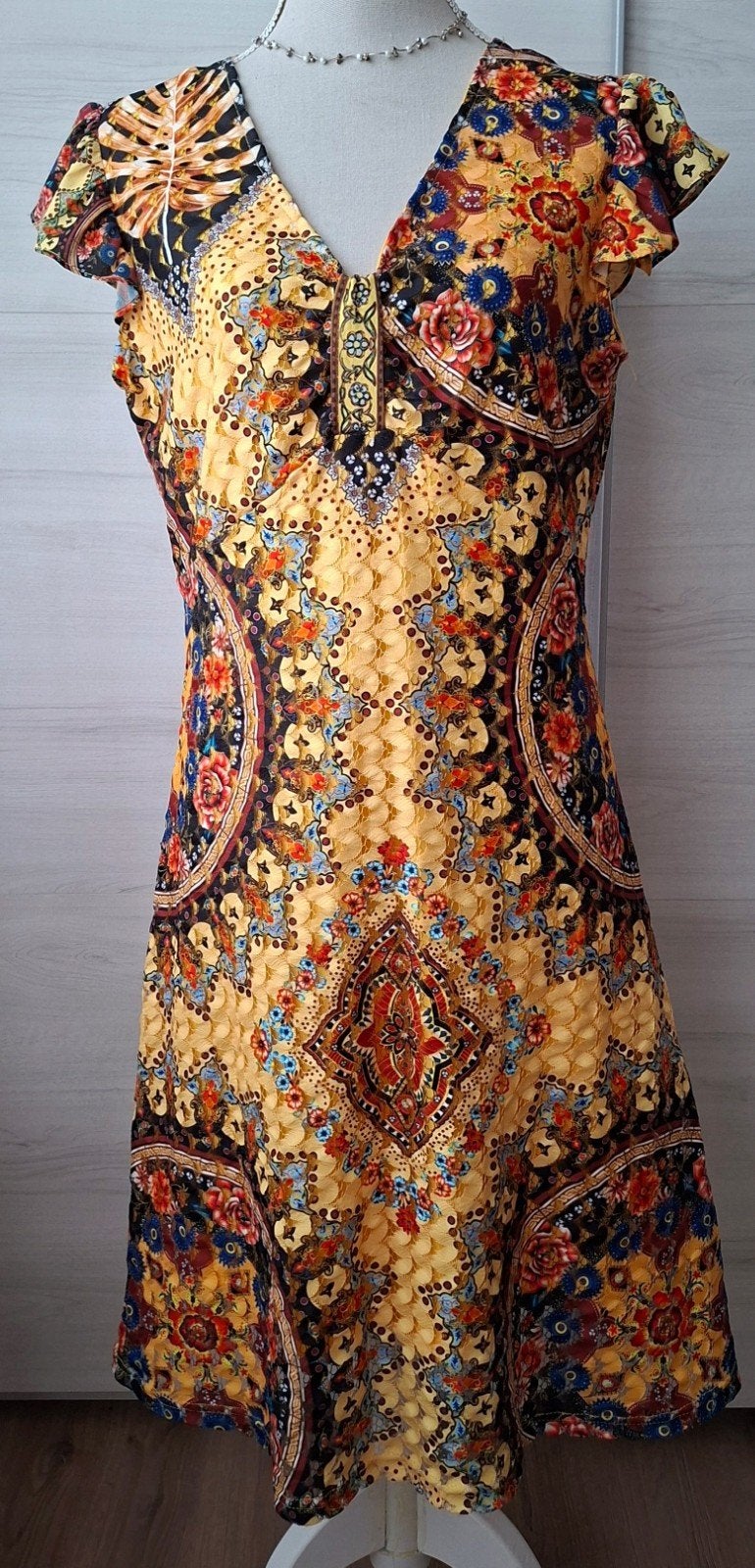 Zomerse Jurk met Levendige Print L/XL 101 Idees, Retro print, Kleding | Dames, Maat 38/40 (M), Meerkleurig, Ophalen of Verzenden