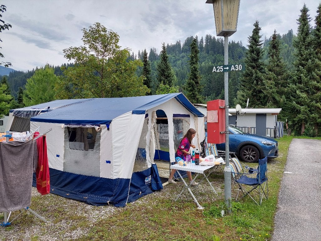 Jamet Louisiana Vouwwagen 2012 met voortent en fietsendrager, Caravans en Kamperen, Ophalen, Beige, Aanwezig, Jamet