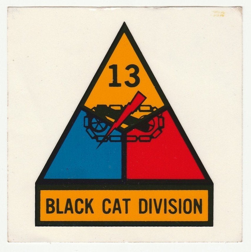sticker US Army - 13th Armored Division, Black Cat Division, Verzenden, Landmacht, Amerika, Overige typen