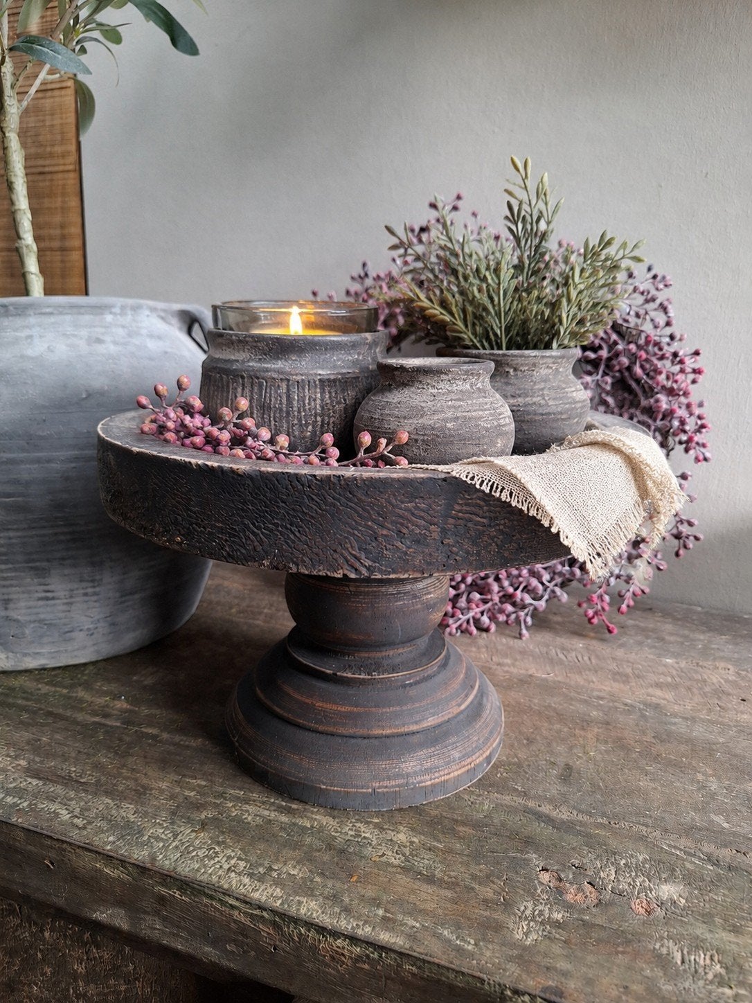 mooi houten plateau op voet, Ophalen of Verzenden