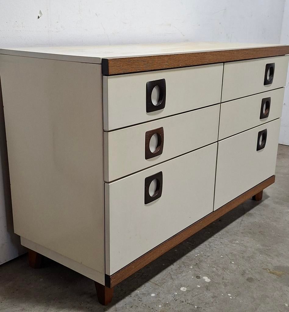 Vintage Sideboard Jaren '70 Wengé Hout, Ophalen, 150 tot 200 cm, 25 tot 50 cm, Overige houtsoorten