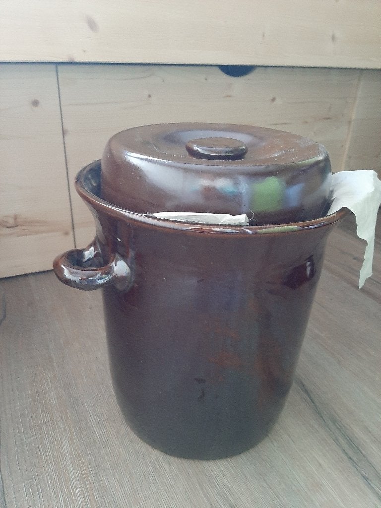 Grote fermenteerpot van keramiek, Huis en Inrichting, Ophalen, Gebruikt, Met deksel, Overige typen