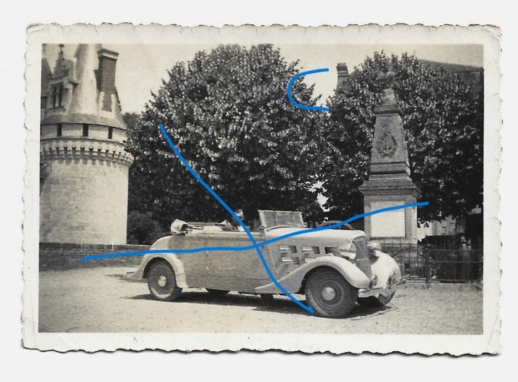 Peugeot 601 Roadster cabriolet auto oldtimer monument foto, Verzenden, Foto, Zo goed als nieuw, Voor 1940