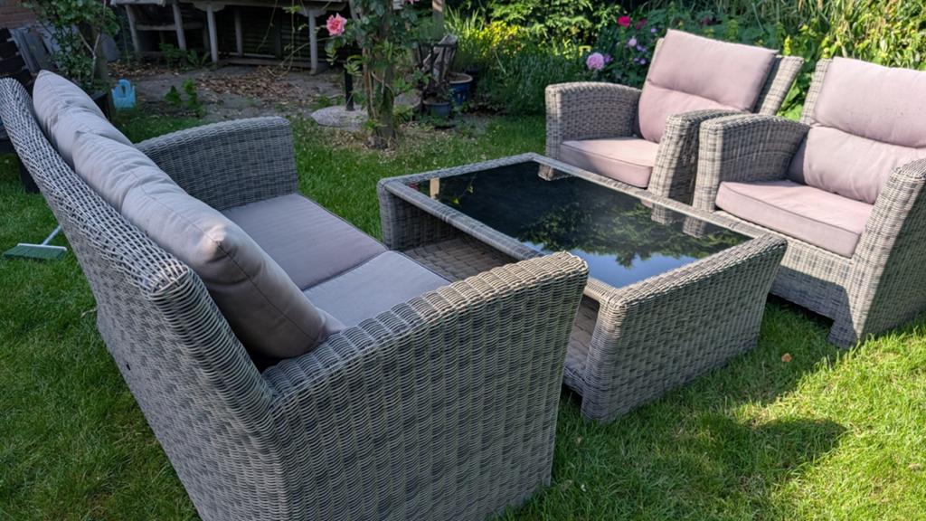 Fijne Bellagio tuinset met 2 stoelen, bank en tafel, Ophalen