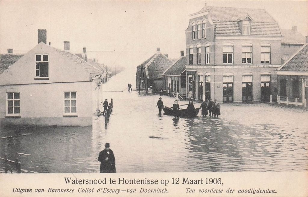 703-114-015 Watersnood te Hontenisse op 12 Maart 1906, Verzamelen, Ansichtkaarten | Nederland, Verzenden, Voor 1920, Zeeland
