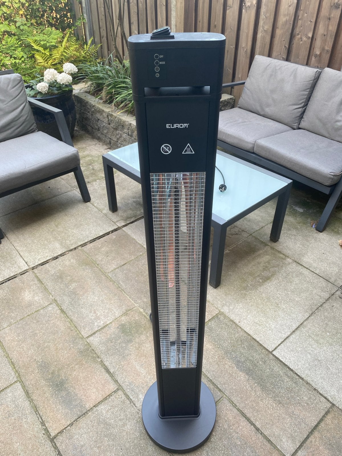 Eurom Q-Tower 2000 RCD Terrasverwarmer, Draaibaar, Gebruikt, Vloer, Ophalen