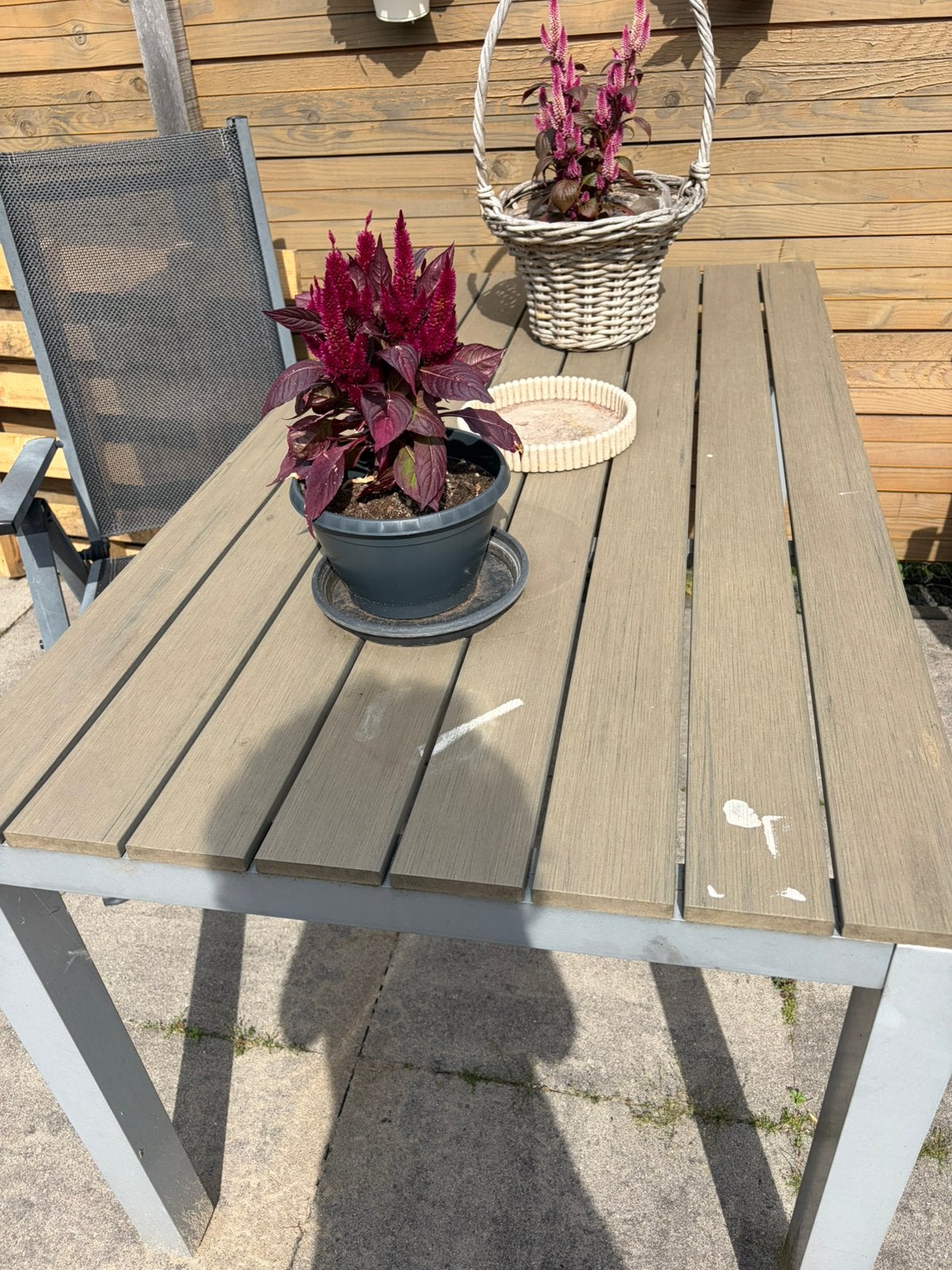 Tuintafel 1.80 x 0,80 en 0,77 hoog, Tuin en Terras, Ophalen, Gebruikt, Rechthoekig, Kunststof