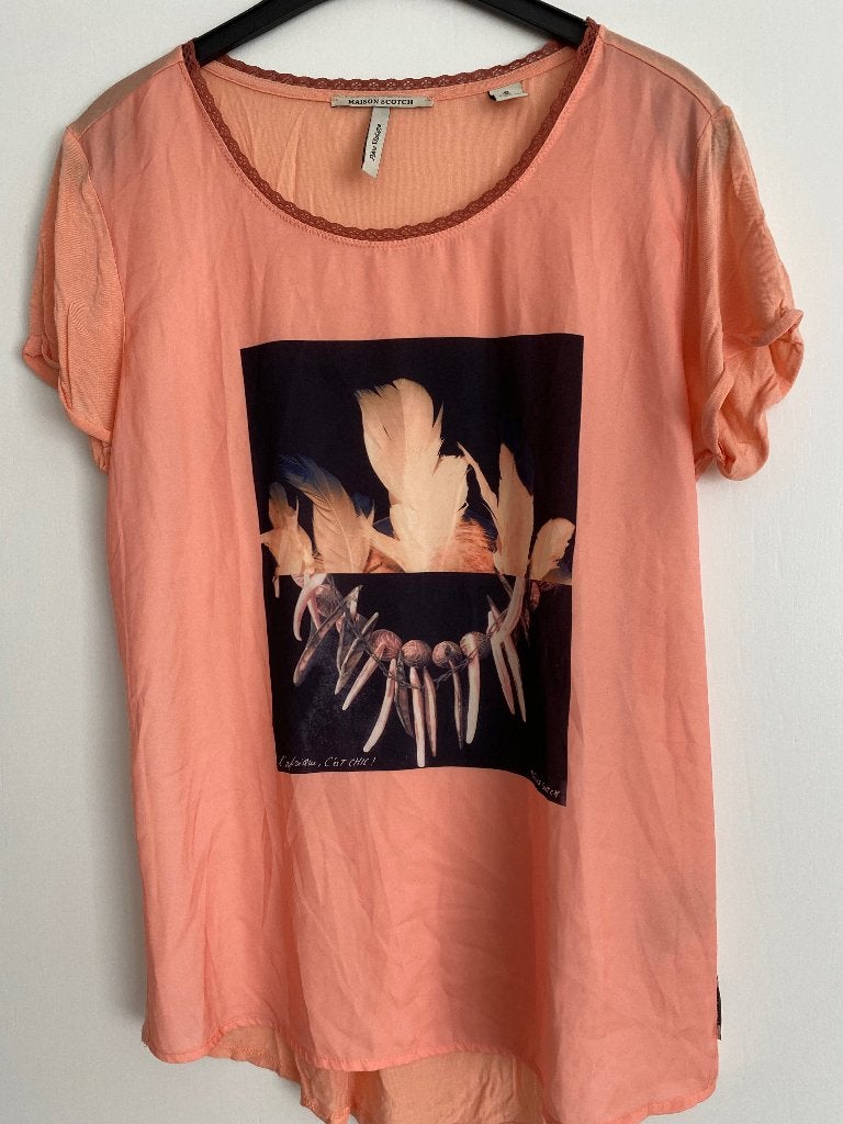Z g a nieuwe Maison Scotch top - maat 3, Maat 38/40 (M), Oranje, Zo goed als nieuw, Korte mouw