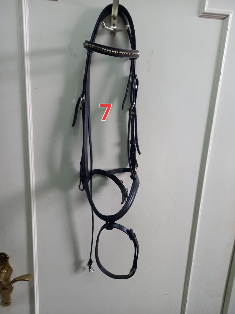 Donkerbruin eric thomas full, teugels en clips  NU €30,-, Dieren en Toebehoren, Paarden en Pony's | Hoofdstellen en Tuigage, Zo goed als nieuw