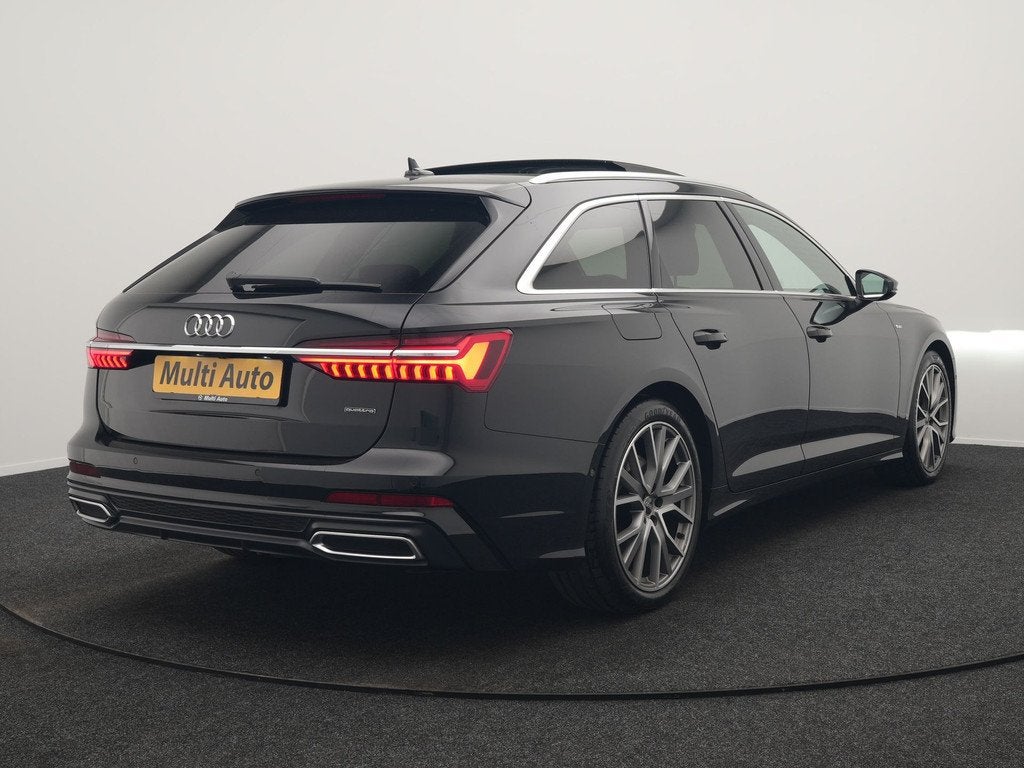 Audi A6 Avant 50 TFSI e Quattro 2x S Line PHEV 300pk Dealer, Automaat, 77 km/l, Gebruikt, Zwart