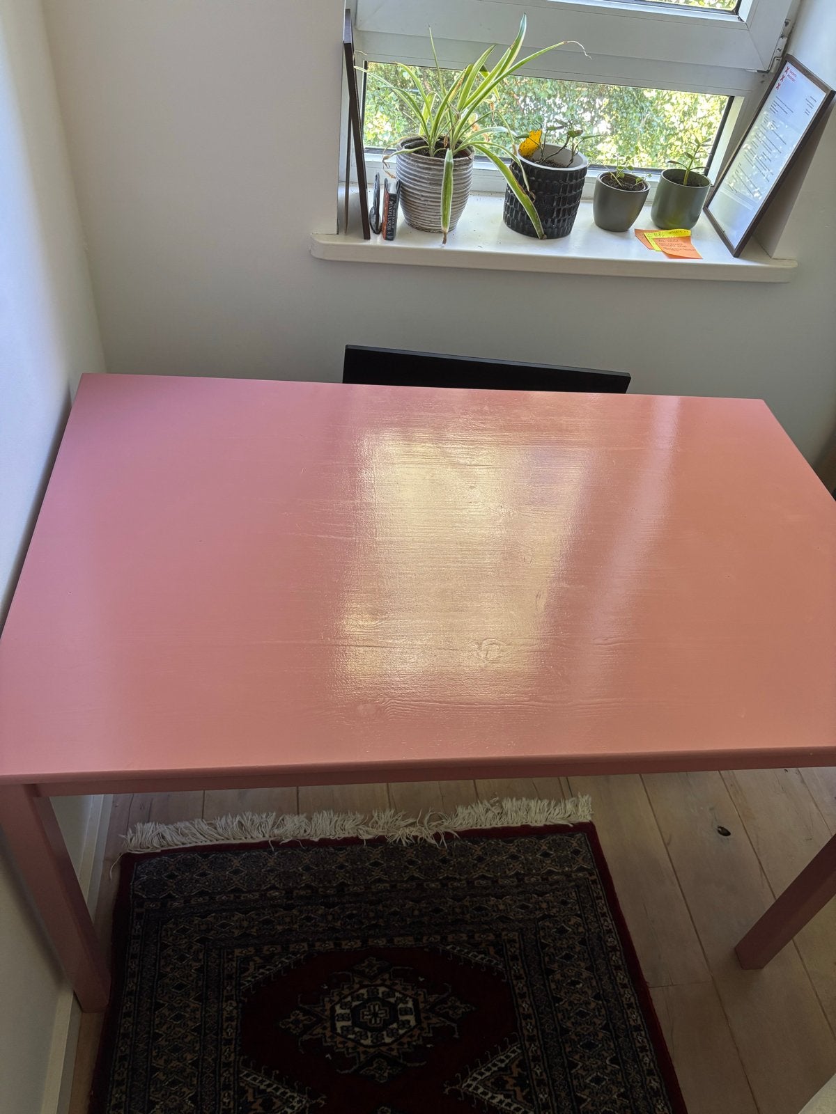 Roze Ikea Eettafel / Bureau (120x80 cm), Ophalen, Gebruikt, 100 tot 150 cm, 50 tot 100 cm