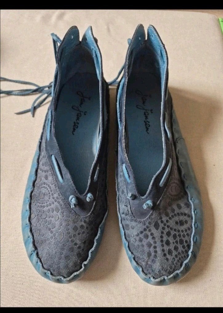 Jan Jansen Leren Schoenen - Blauw - Maat 42, Jan Jansen, Ophalen of Verzenden, Gedragen, Blauw