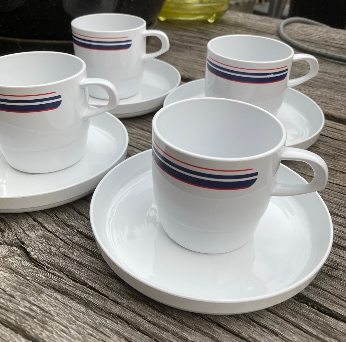 Vintage Mepal servies: 4 kopjes met schoteltjes, Ophalen of Verzenden, Gebruikt