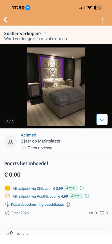 Bed, Huis en Inrichting, Slaapkamer | Bedden, Ophalen of Verzenden, Zo goed als nieuw, Tweepersoons, Hout