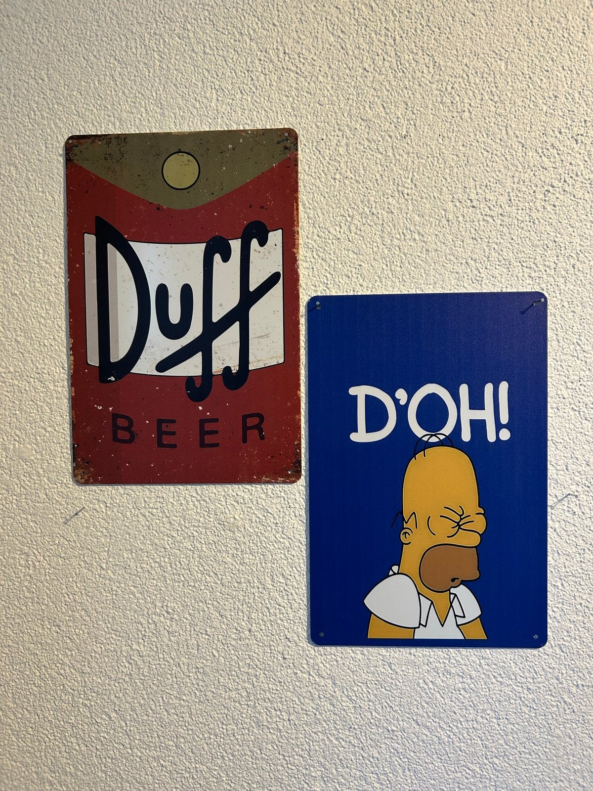 Metalen borden 20x30 cm - Duff Beer & Homer Simpson, Gebruikt, Meerkleurig, Overige stijlen, Ophalen of Verzenden