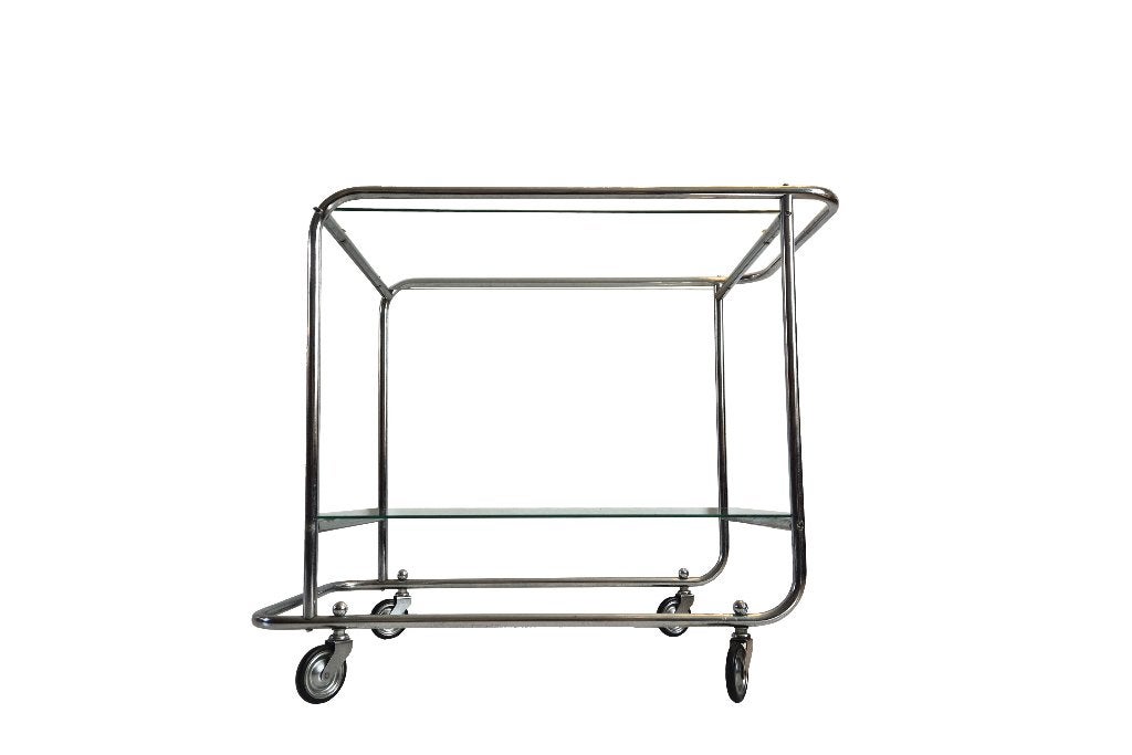Schitterende super strakke vintage bauhaus design trolley, Ophalen, Gebruikt, Zilver, Metaal