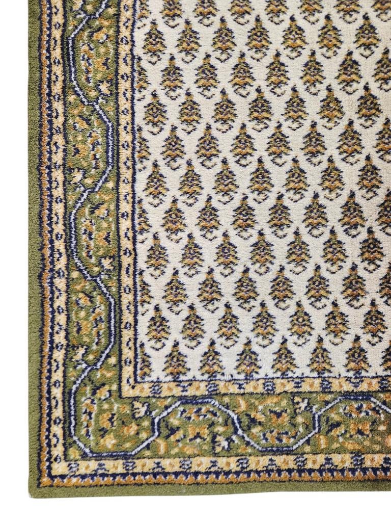 Vintage oosters wol vloerkleed loper Mir green 80x323cm, Crème, Klassiek, Traditioneel, Perzisch, 200 cm of meer, Zo goed als nieuw