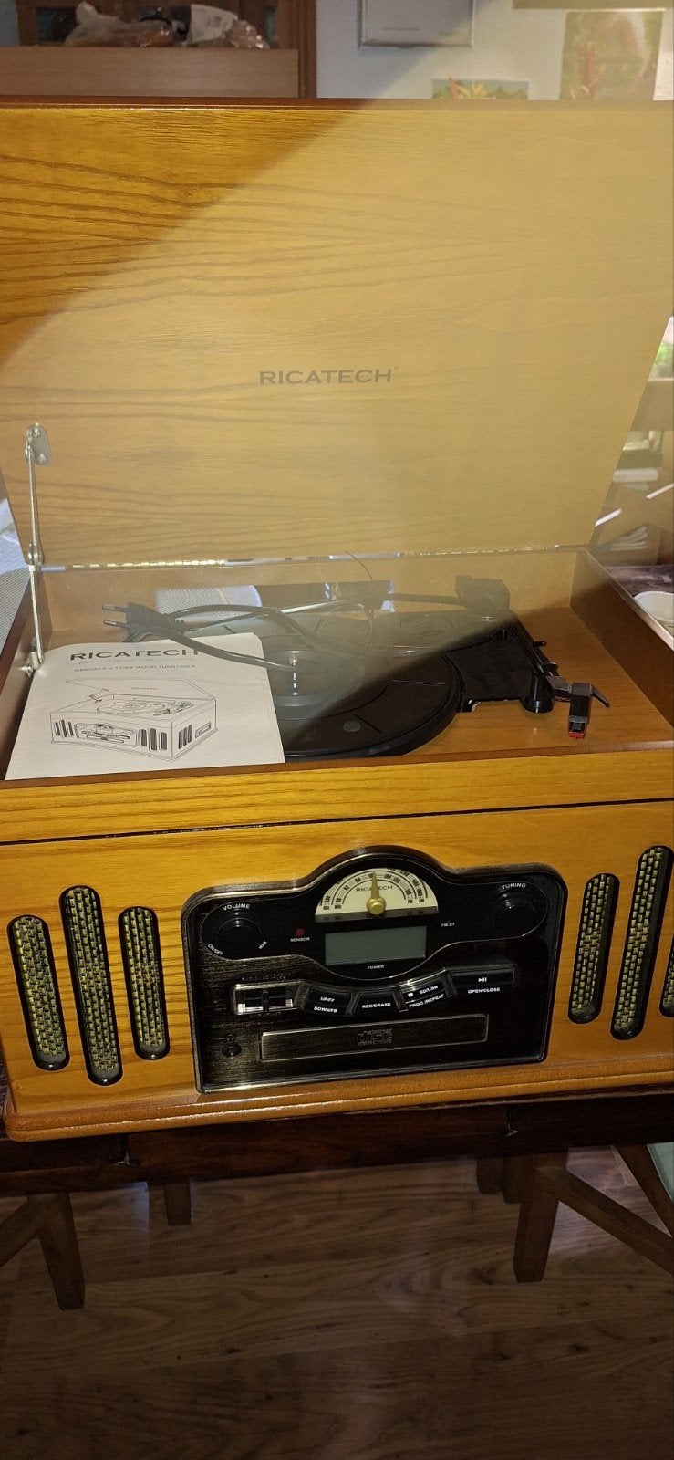 Ricatech RMC350 Platenspeler met Radio, CD, Cassette, USB/SD, Audio, Tv en Foto, Zo goed als nieuw, Automatisch, Platenspeler
