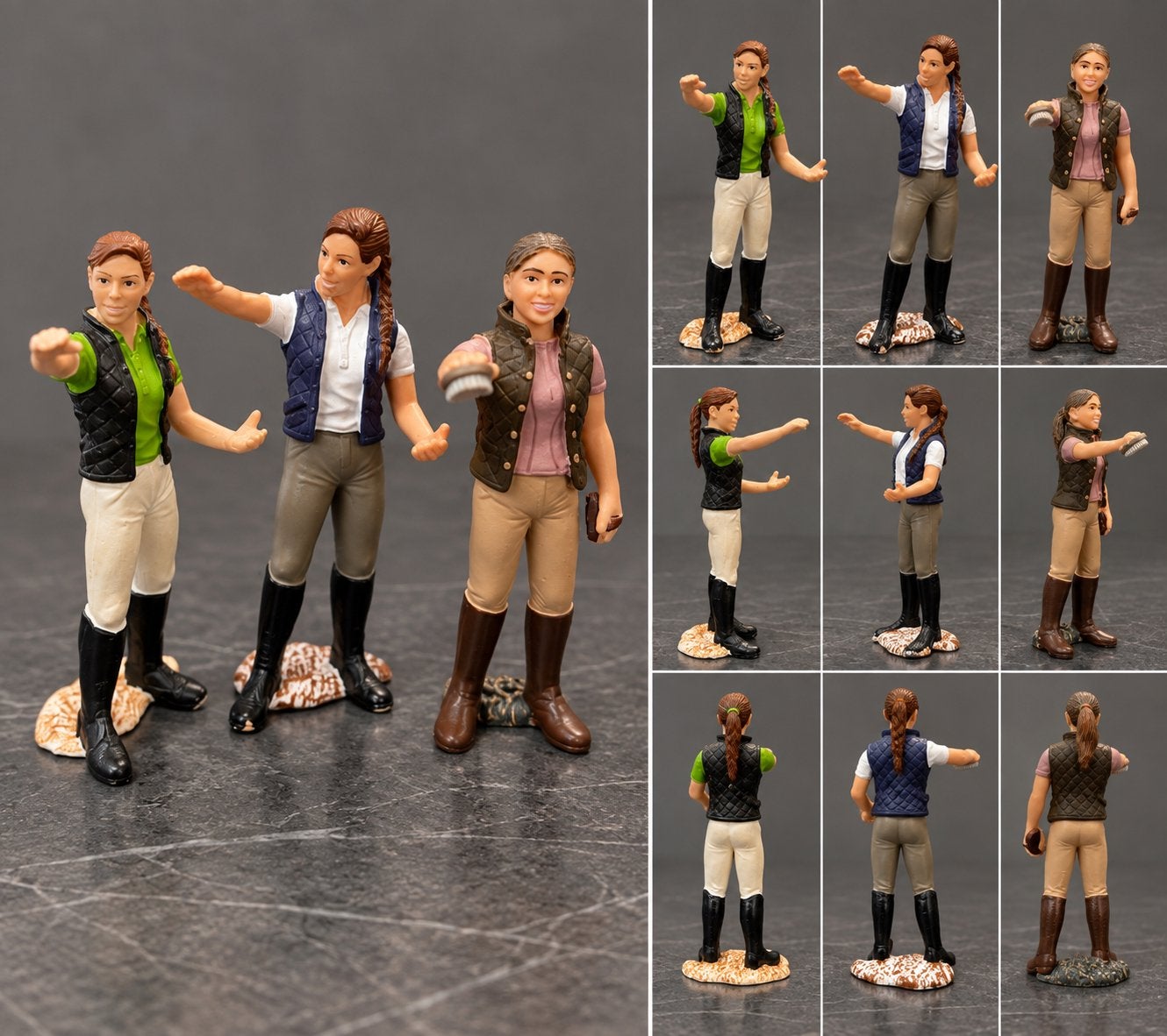 Schleich – 3 Paardenliefhebbers / Verzorgsters & Lesgeefster, Verzamelen, Ophalen, Zo goed als nieuw