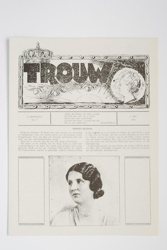 Trouw 6 Mei 1943 Prinses Juliana Verzetsblad WOII Heruitgave, Zo goed als nieuw, Verzenden, Amsterdam, Overige soorten