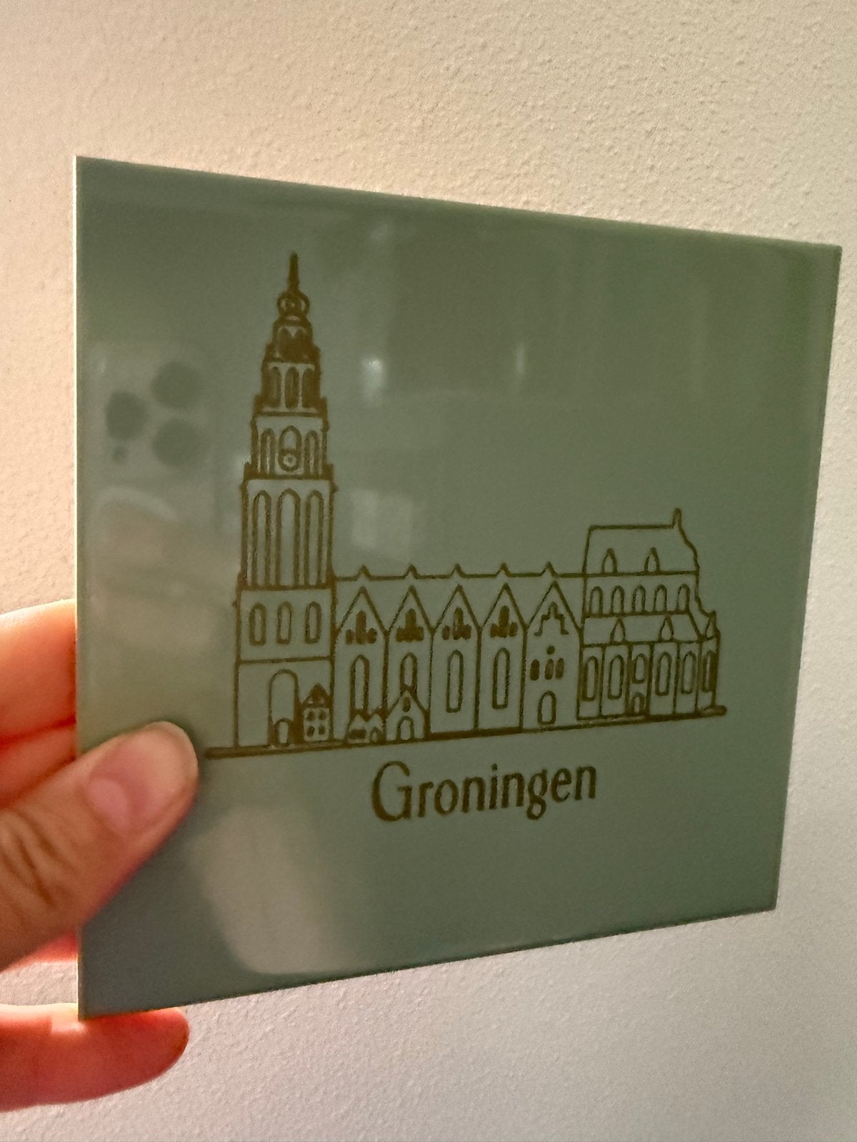 Tegel met Martinitoren en Martinikerk Groningen, Antiek en Kunst, Ophalen of Verzenden