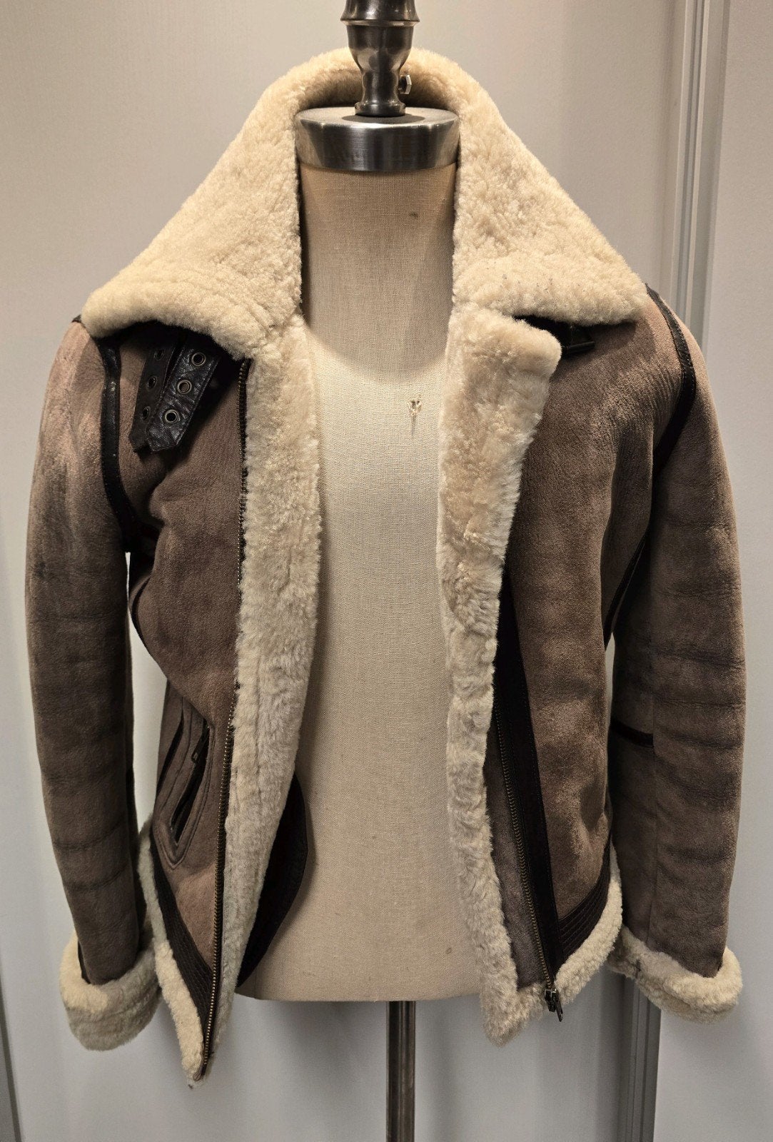 Dames pilotenjas lammy coat - maat M - lamsleer lamsvacht, Ophalen of Verzenden, Zo goed als nieuw, Maat 38/40 (M), Bruin
