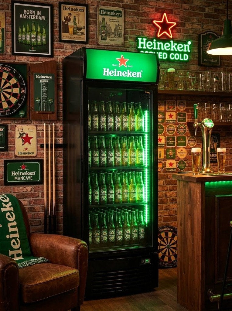 Fam Kingma gefeliciteerd met de nieuwe KS Heineken koelkast, 200 liter of meer, Ophalen of Verzenden, Met aparte vriezer, 160 cm of meer