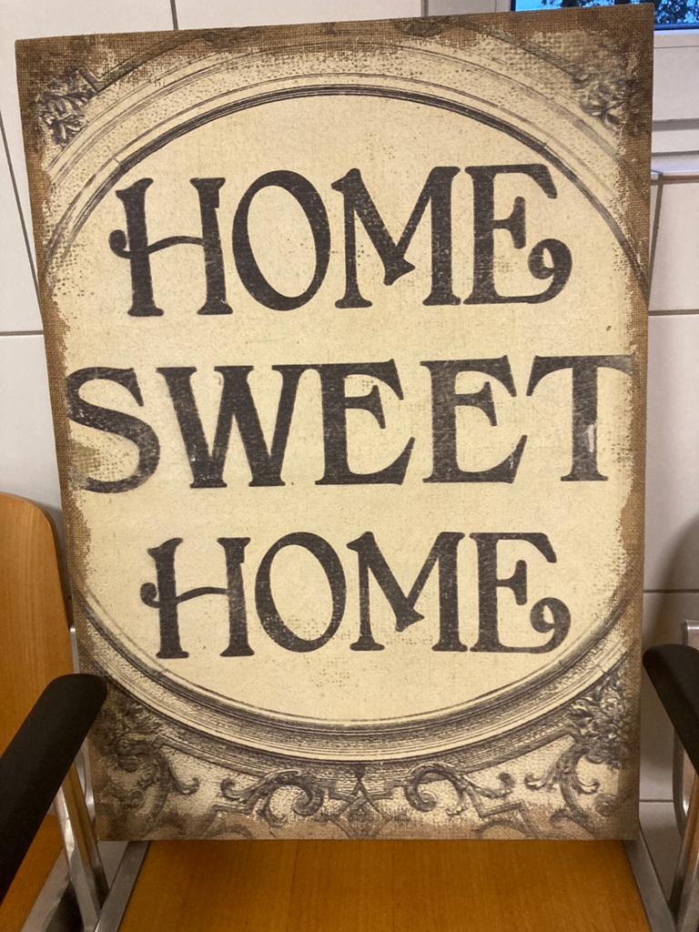 Jute Home Sweet Home schilderij, Beige, Schilderij, Ophalen of Verzenden, Zo goed als nieuw