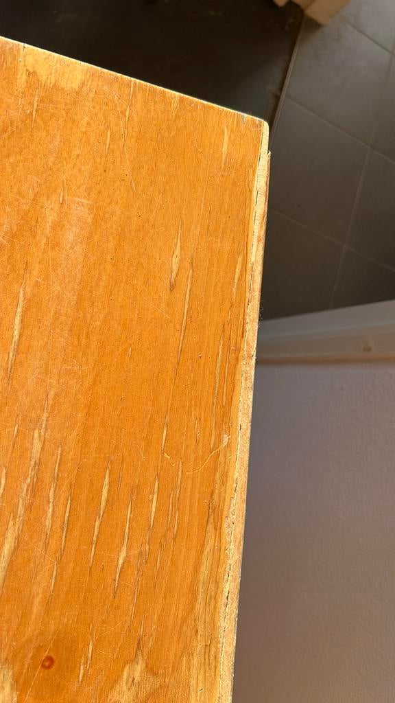Vintage berkenhouten school boekenkast, Ophalen, Met plank(en), Gebruikt, 100 tot 150 cm