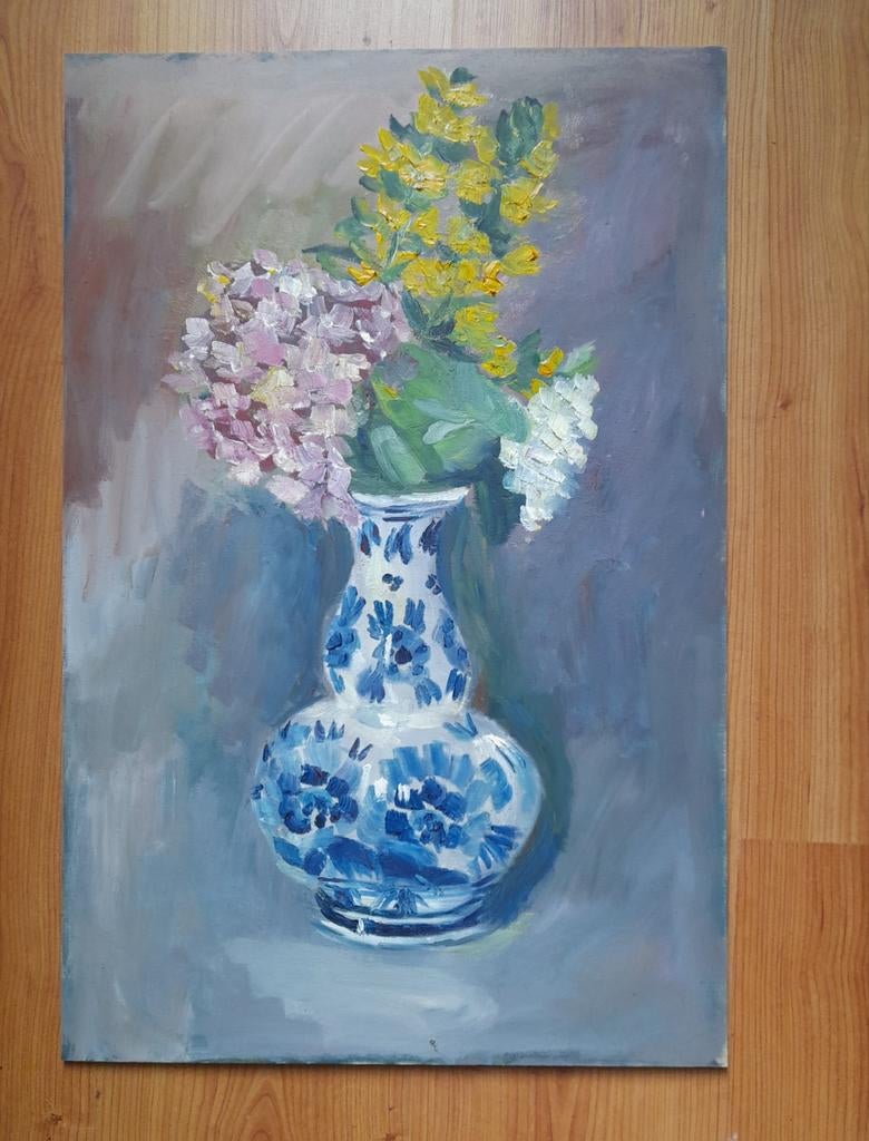 Stilleven schilderij vaas bloemen, Ophalen of Verzenden