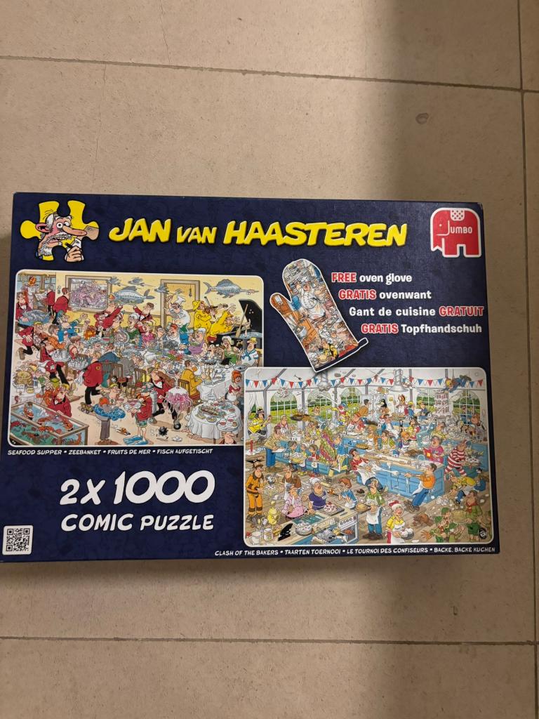 Jumbo jan van haasteren 2x1000 comic puzzel zeebanket!, Ophalen of Verzenden, 500 t/m 1500 stukjes, Zo goed als nieuw, Legpuzzel