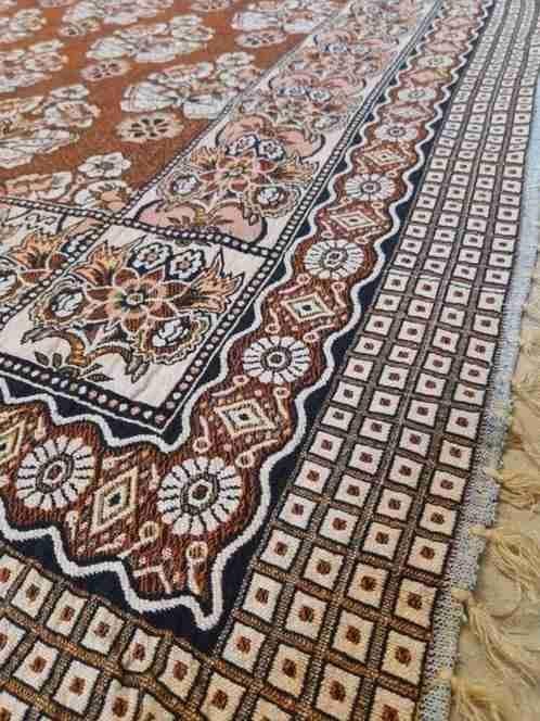 Vintage Grandfoulard bruintinten zalm vlinders 205/183, Gebruikt, Etten-Leur, DJT@dejuistetoon.eu, Ophalen of Verzenden