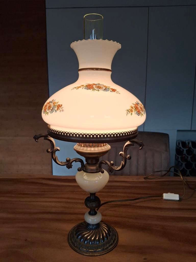 Vintage Tafellamp met Bloemmotief, Antiek en Kunst, Ophalen