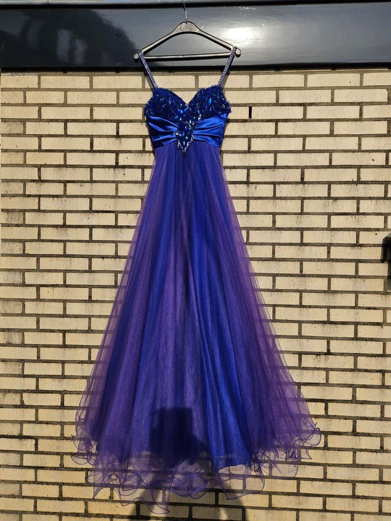 Prachtige blauw/paarse gala/avondjurk, Ophalen, Galajurk, Blauw, Maat 34 (XS) of kleiner