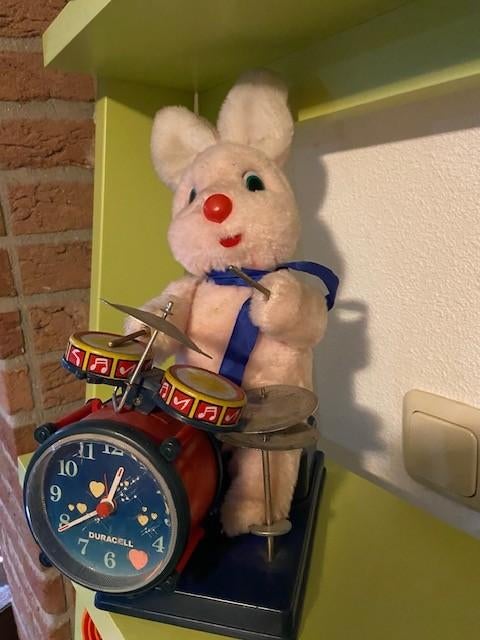 Bunny drummer wekker klok Duracell dealer display jaren '70, Ophalen of Verzenden, Zo goed als nieuw
